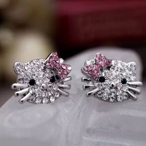 Hello Kitty Rhinestone Sparkly Stud Earrings